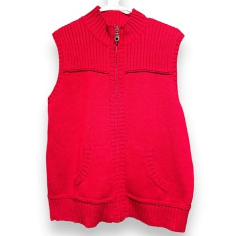 Vintage Chris Banks Womens Ramie Cotton Full Zip Knit Vest sz XL‎ Breathable